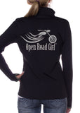 open road girl black silver thumb hole jacket for lady biker motorcycle apparel for women