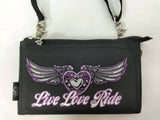 PURPLE Wing Live Love Ride Durable Canvas Hip Purse