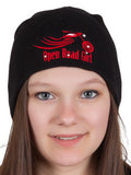 Embroidered Open Road Girl Black Beanie