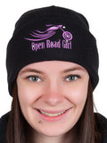 Embroidered Open Road Girl Black Stocking Cap, 7 Colors