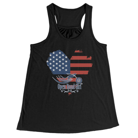 Open Road Girl Patriotic Flowy Tank, 2 COLORS