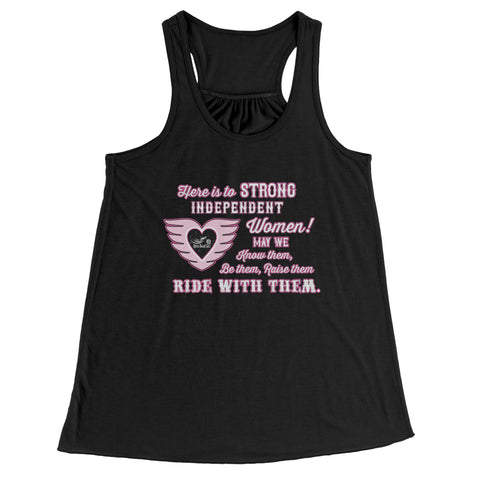 Pink/White Here is to Strong Independent Women Ladies Flowy Tank Top, 5 COLORS