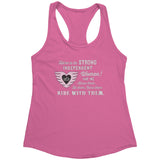 Pink/White Here is to Strong Independent Women Ladies Racerback Tank Top, 10 COLORS