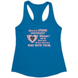 Pink/White Here is to Strong Independent Women Ladies Racerback Tank Top, 10 COLORS