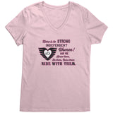 Pink/White Here is to Strong Independent Women Ladies Vneck Tee, 2 COLORS