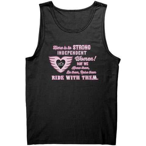 Pink/White Here is to Strong Independent Women UNISEX WideBack Tank Top, 4 COLORS
