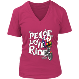 RAINBOW PEACE LOVE RIDE WOMEN'S V-NECK SHIRT