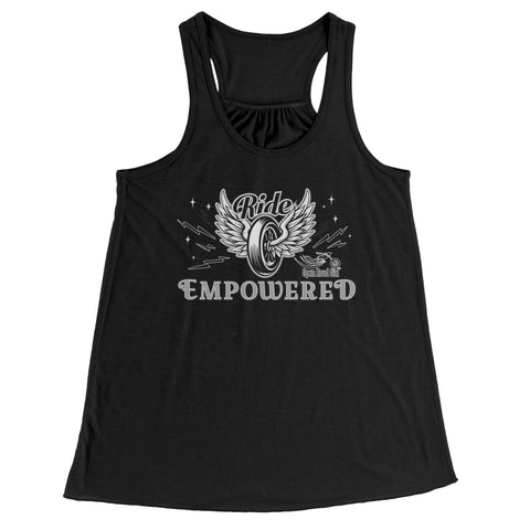 BLACK/WHITE Ride Empowered Open Road Girl Flowy Tank