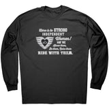 Grey/White Here is to Strong Independent Women UNISEX Long Sleeve Tee,  10 COLORS