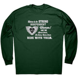 Grey/White Here is to Strong Independent Women UNISEX Long Sleeve Tee,  10 COLORS