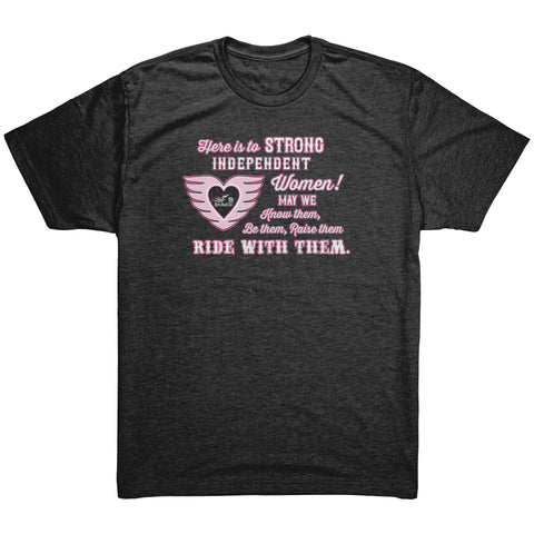 Pink/White Here is to Strong Independent Women UNISEX Crew Neck Tee, 8 COLORS