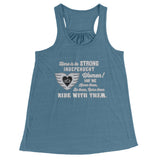 Grey/White Here is to Strong Independent Women Ladies Flowy Tank Top, 10 COLORS