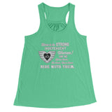 Grey/White Here is to Strong Independent Women Ladies Flowy Tank Top, 10 COLORS