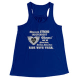 Grey/White Here is to Strong Independent Women Ladies Flowy Tank Top, 10 COLORS