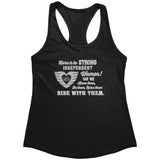Grey/White Here is to Strong Independent Women Ladies Racerback Tank Top, 11 COLORS