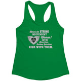 Grey/White Here is to Strong Independent Women Ladies Racerback Tank Top, 11 COLORS