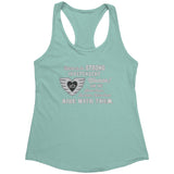 Grey/White Here is to Strong Independent Women Ladies Racerback Tank Top, 11 COLORS