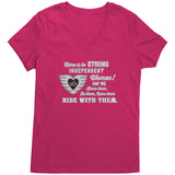 White/Grey Here is to Strong Independent Women Ladies Vneck Tee, 8 COLORS