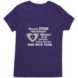 White/Grey Here is to Strong Independent Women Ladies Vneck Tee, 8 COLORS