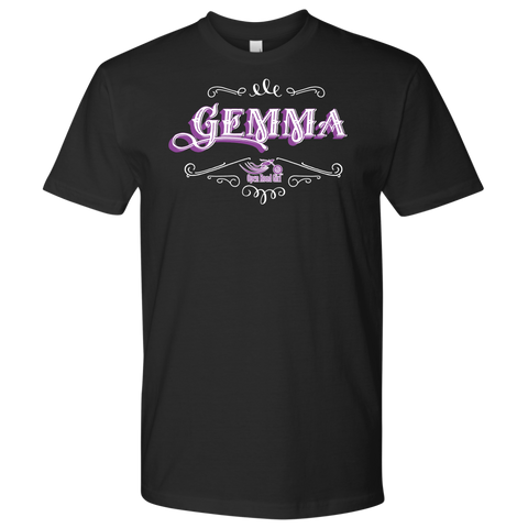 Gemma PURPLE/WHITE UNISEX Short Sleeve T-Shirt- Crewneck