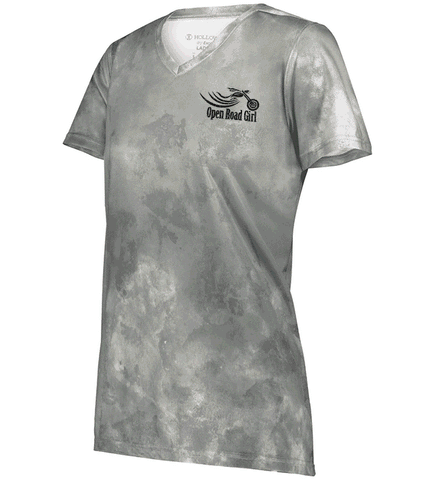 Open Road Girl Cloud Print Vneck Short Sleeve Tee, 4 COLORS