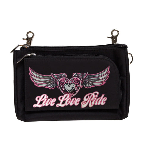 PINK Wing Live Love Ride Durable Canvas Hip Purse