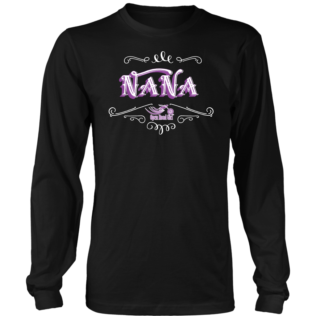 Nana PURPLE/WHITE UNISEX Long Sleeve T-Shirt- Crewneck