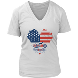 Patriotic Open Road Girl Women's Vneck Neck Tee, 3 COLORS