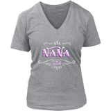 Nana PURPLE/WHITE Women’s V-Neck T-Shirt-Short Sleeve