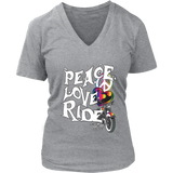 RAINBOW PEACE LOVE RIDE WOMEN'S V-NECK SHIRT