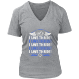 ROYAL BLUE I Love To Ride Women’s V-Neck Tee