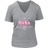 Nana PINK/WHITE Women’s V-Neck T-Shirt- Short Sleeve