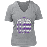 PURPLE I Love To Ride Women’s V-Neck Tee