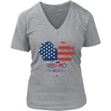 Patriotic Open Road Girl Women's Vneck Neck Tee, 3 COLORS