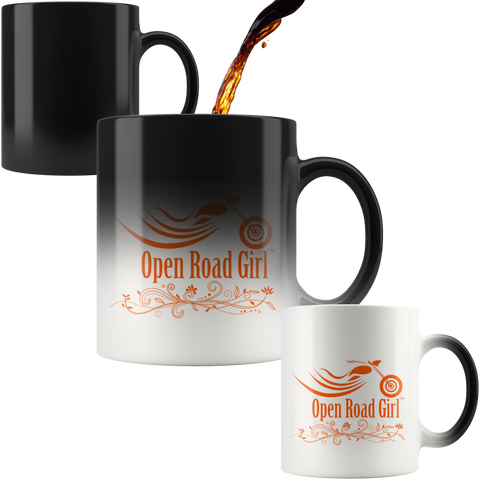 ORANGE OPEN ROAD GIRL 11OZ MAGIC MUG, 2 STYLES
