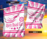 Open Road Girl with Stripes Garden or House FLAG ONLY, 7 COLORS
