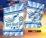 Open Road Girl with Stripes Garden or House FLAG ONLY, 7 COLORS