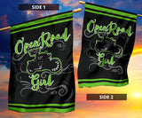 Open Road Girl on Motorcycle Garden or House FLAG ONLY, 7 COLORS