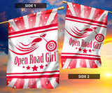 Open Road Girl with Stripes Garden or House FLAG ONLY, 7 COLORS