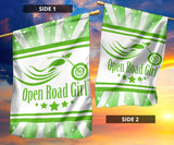 Open Road Girl with Stripes Garden or House FLAG ONLY, 7 COLORS