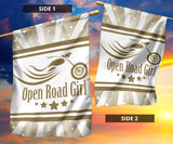 Open Road Girl with Stripes Garden or House FLAG ONLY, 7 COLORS