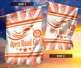 Open Road Girl with Stripes Garden or House FLAG ONLY, 7 COLORS