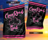 Open Road Girl on Motorcycle Garden or House FLAG ONLY, 7 COLORS