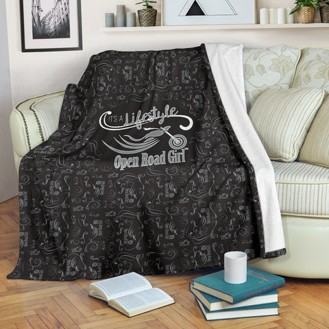 GREY/BLACK Open Road Girl Scatter Regular Blanket
