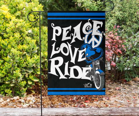 Peace Love Ride Garden or House FLAG ONLY, 7  COLORS
