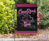 Open Road Girl on Motorcycle Garden or House FLAG ONLY, 7 COLORS