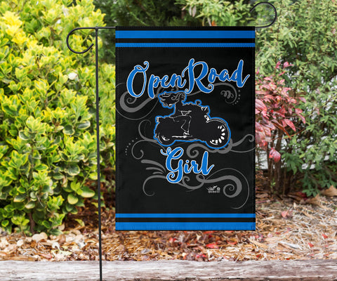 Open Road Girl on Motorcycle Garden or House FLAG ONLY, 7 COLORS