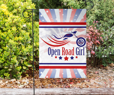 Patriot Open Road Girl Garden or House FLAG ONLY