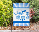Open Road Girl with Stripes Garden or House FLAG ONLY, 7 COLORS