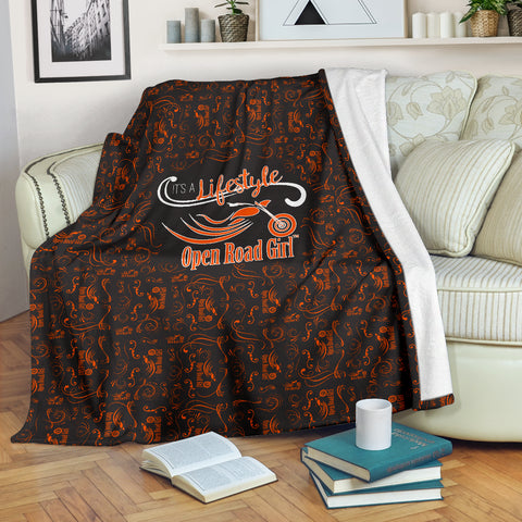 ORANGE/BLACK Open Road Girl Scatter Regular Blanket